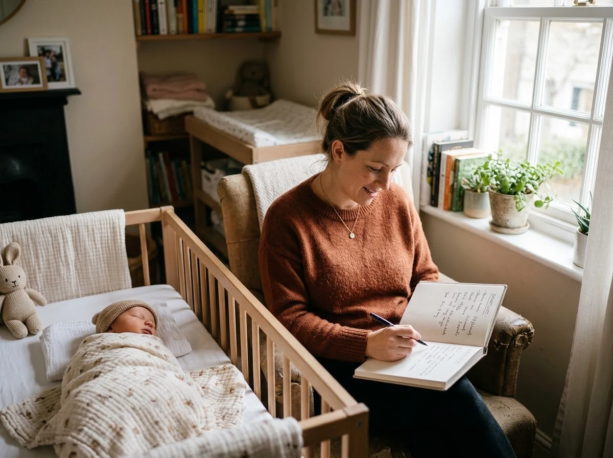 Parent reviewing shortlisted baby girl names.