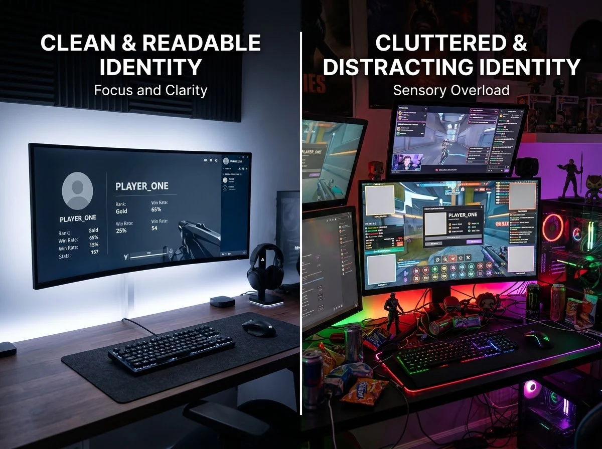 Gaming name readability and visual identity comparison.