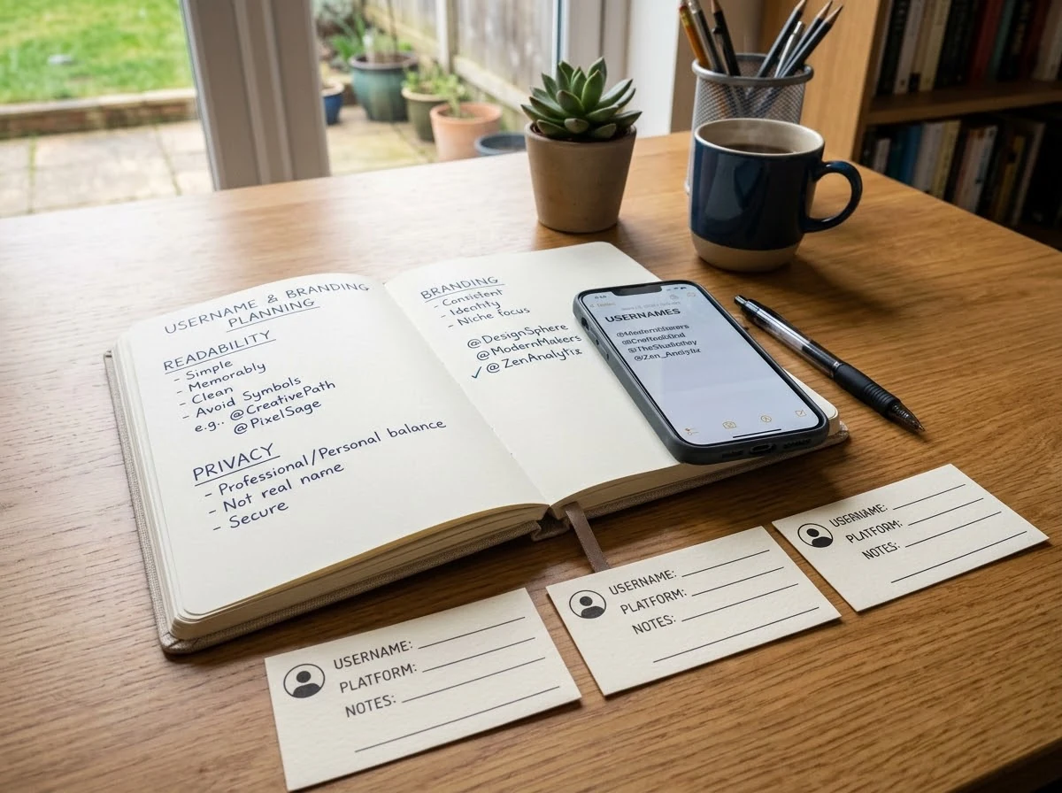 Social media username planning and selection checklist.