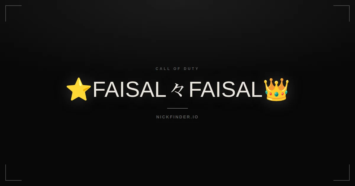 Faisal Call of Duty names 2026 — decorated Unicode styles | NickFinder.io