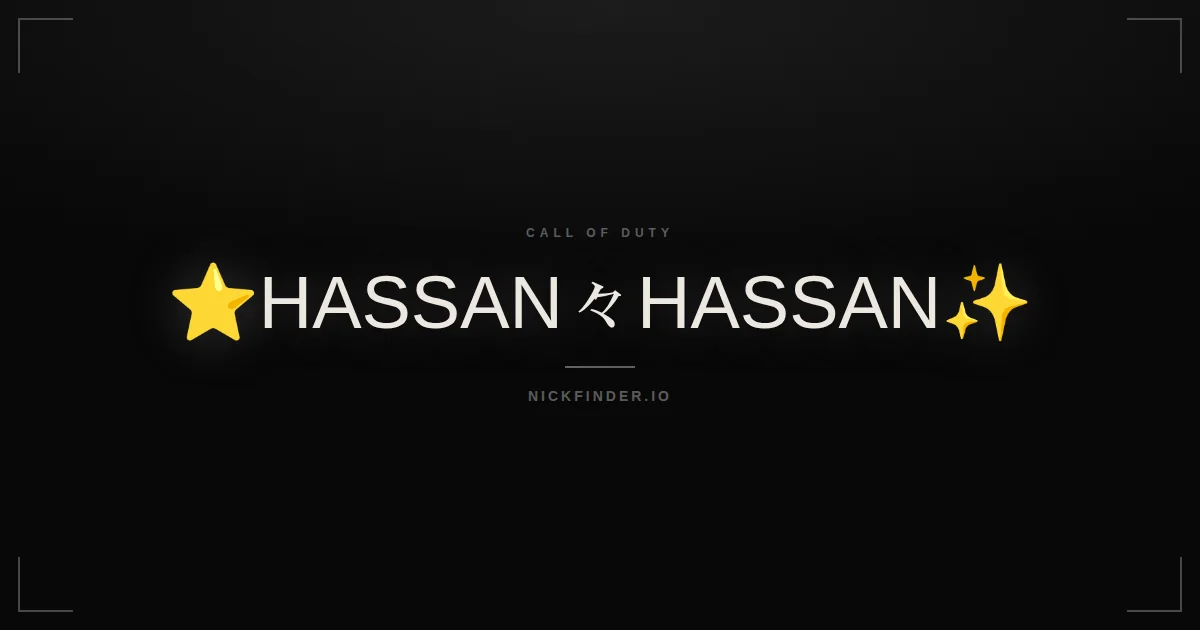 Hassan Call of Duty names 2026 — decorated Unicode styles | NickFinder.io