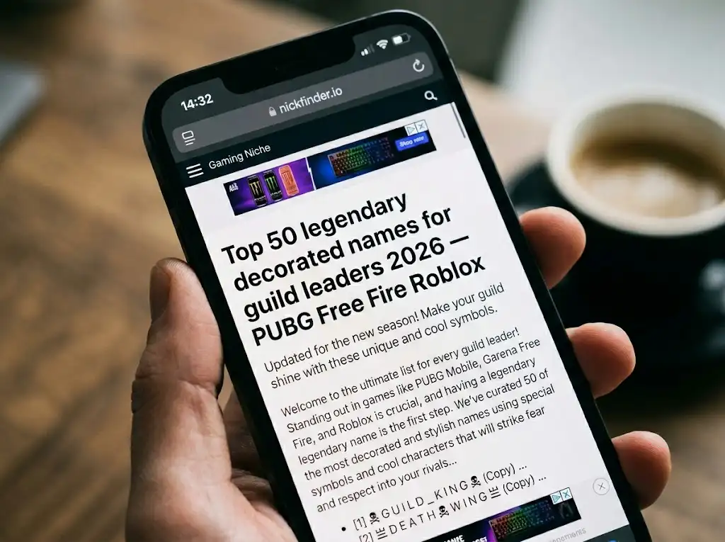 Top 50 legendary decorated names for guild leaders 2026 — PUBG Free Fire Roblox | NickFinder.io