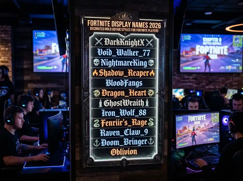 Fortnite display names 2026 — decorated bold Gothic styles for Fortnite players | NickFinder.io