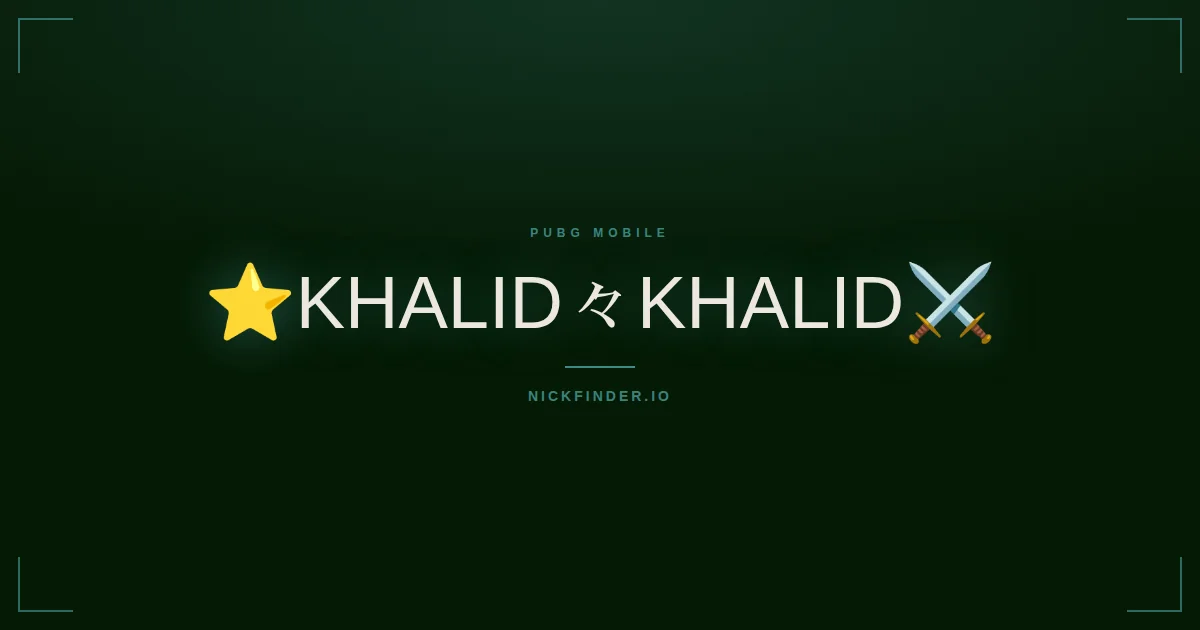 Khalid PUBG Mobile names 2026 — decorated Unicode styles | NickFinder.io